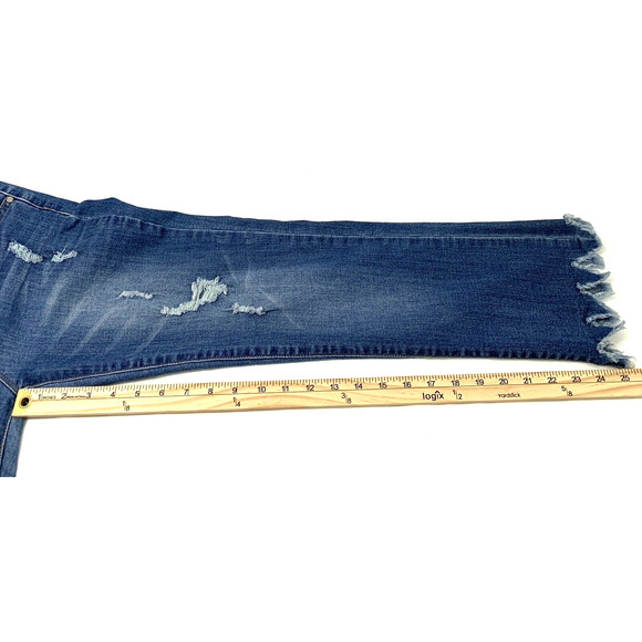 Black Label C' Est Toi Jeans Womens Size 27 Raw Hem Destroyed Denim Patches - Picture 9 of 11